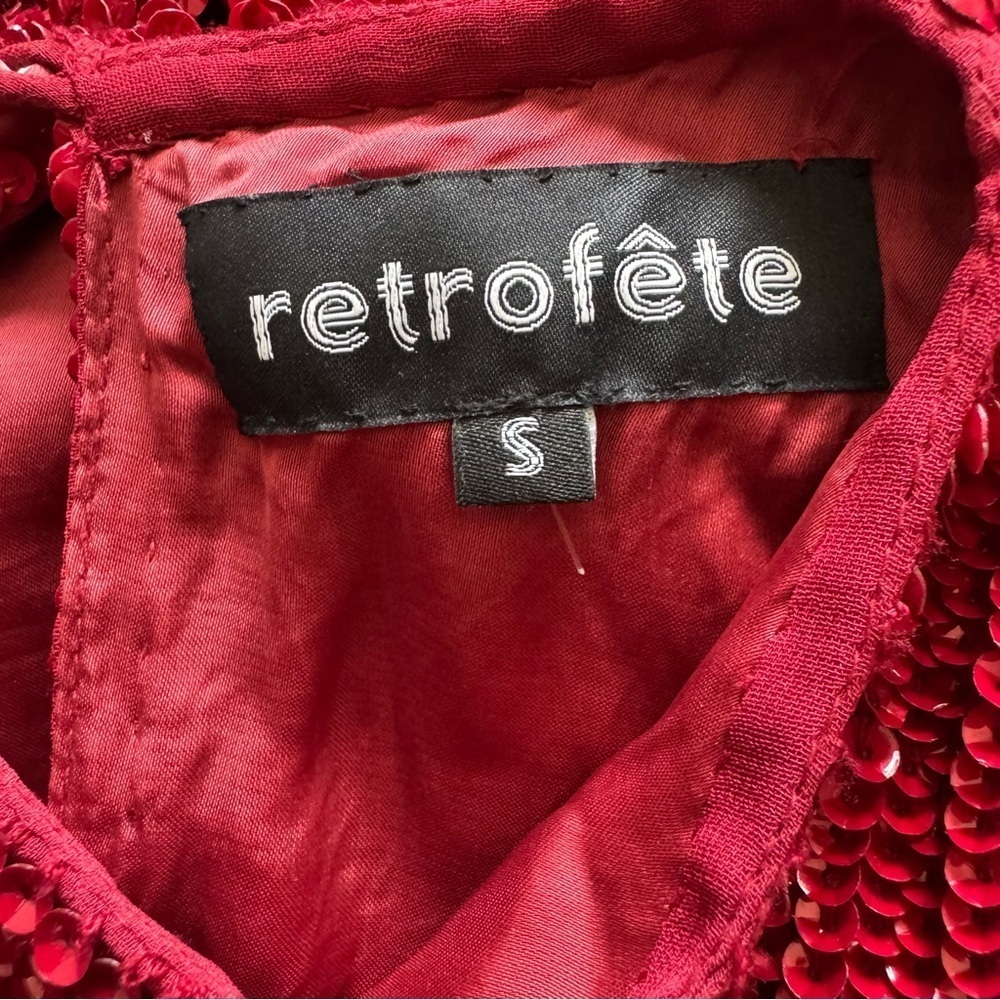Retrofete Tilly Sequined High Neck Cocktail Red Sleeveless Midi Dress size Small - Picture 10 of 12